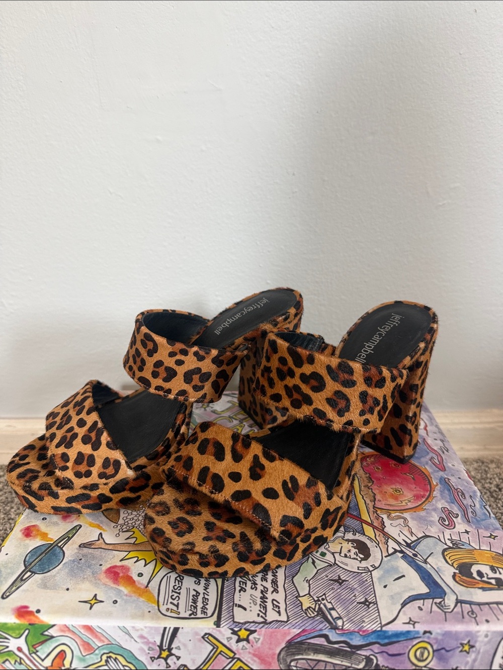 Jeffrey Campbell Leopard-Print Platform Mule Heels - Brown & Black